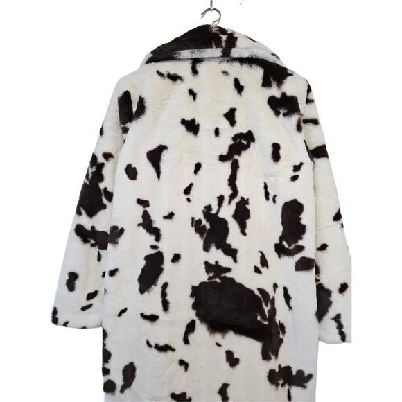 NWT Faux Fur Coat – Cow Print – Size L - Picture 6 of 11